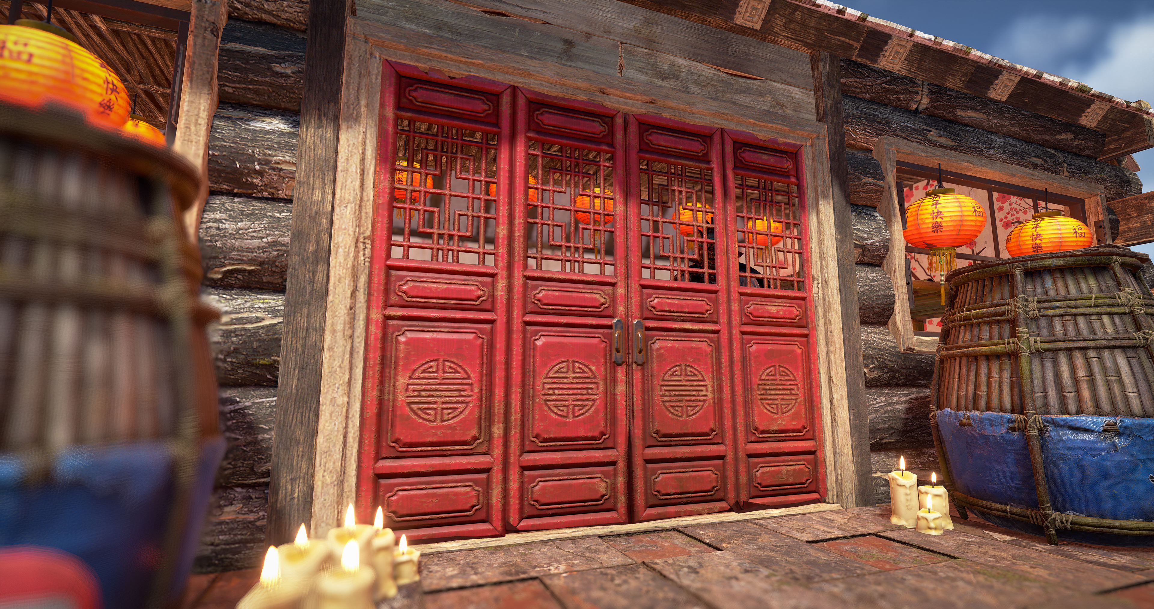Chinese Panel Wooden Doors thumbnail 3