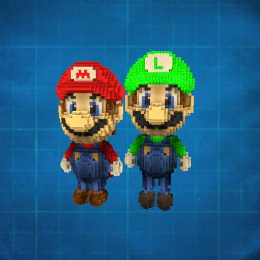 Super Mario mit Luigi 3D
