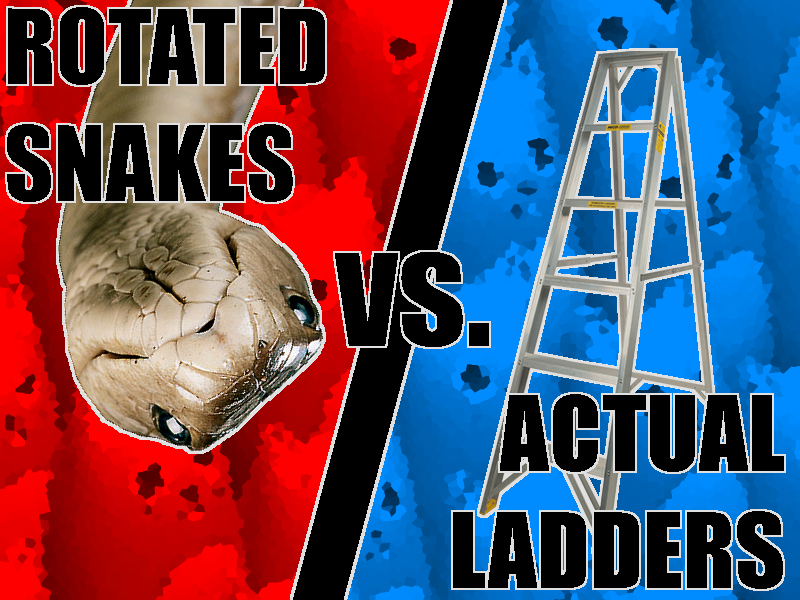 Rotated Snakes vs. Actual Ladders