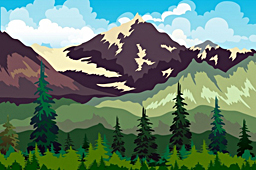 Mountain Landscape Wooden Frame