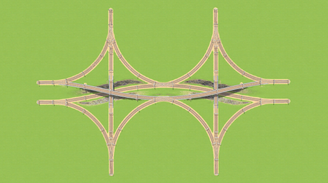 Train Intersection, diverging diamond