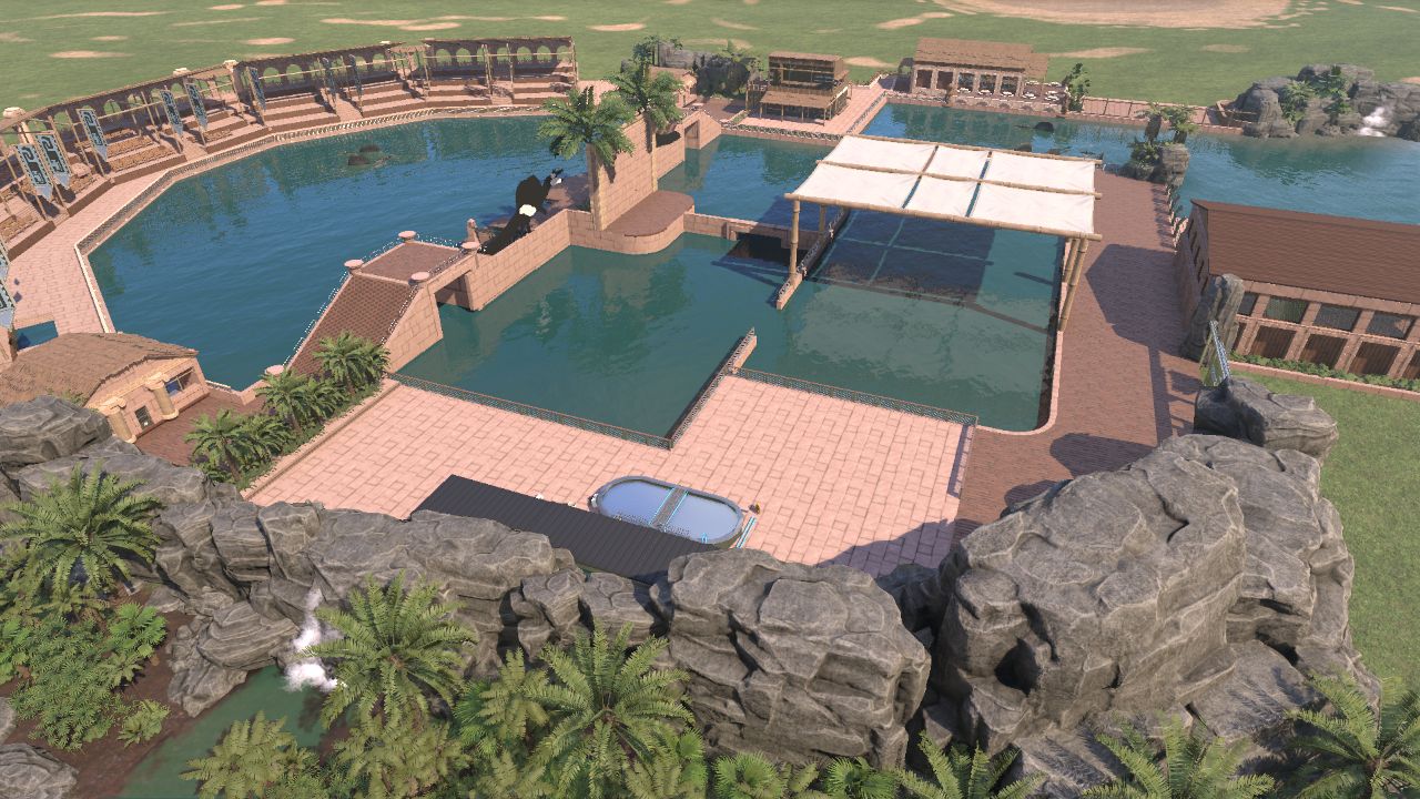 SeaWorld orca stadium with underwater viewing + Backstage pools