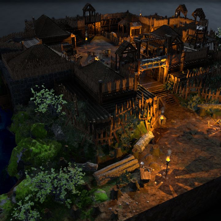 Fortified Logger Camp - night, 56x42
