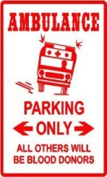 Ambulance parking only sign