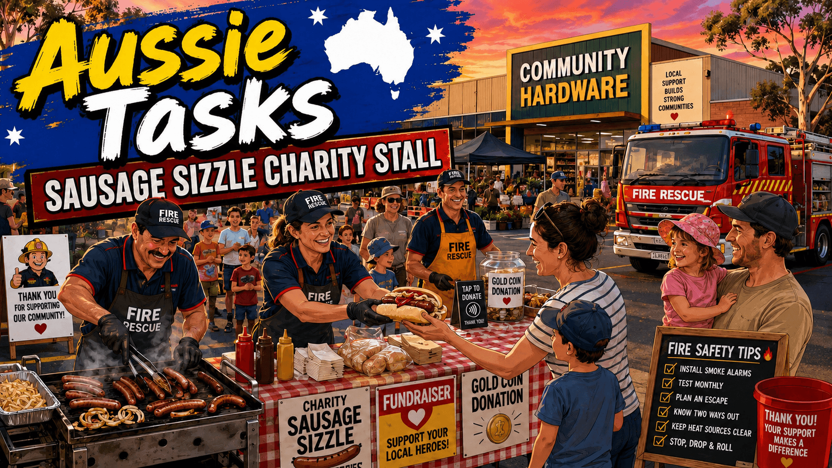 Aussie Tasks - Sausage Sizzle Charity Stall