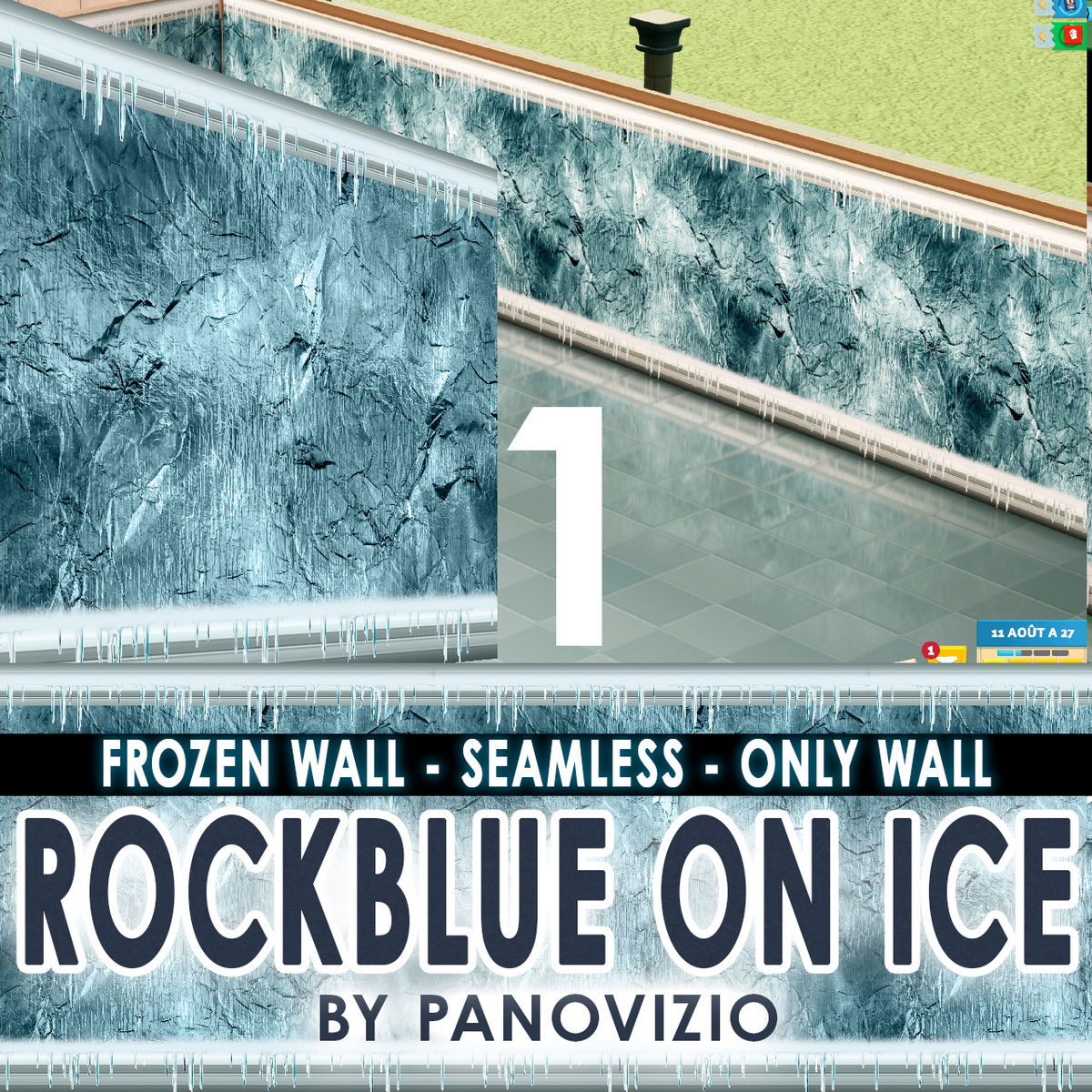 PANO BLUE ROCK ON ICE - ONLY WALL TEXTURE - NO PIPES SYSTEM