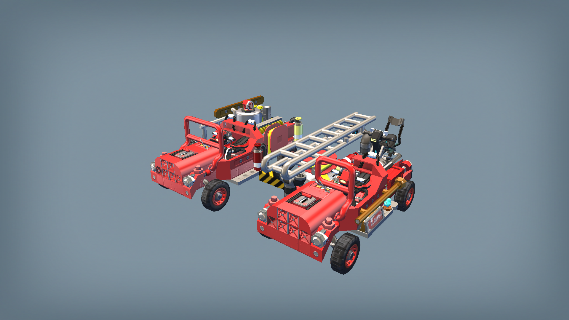 Mini City Old Fire Trucks Fire Engine and Ladder Truck MCFD