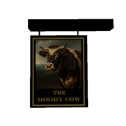 Hanging Pub Sign - The Moody Cow