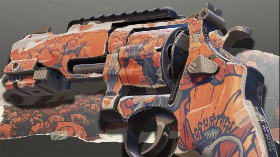 R8 Revolver | Paper Collage (Windblown Poppies)