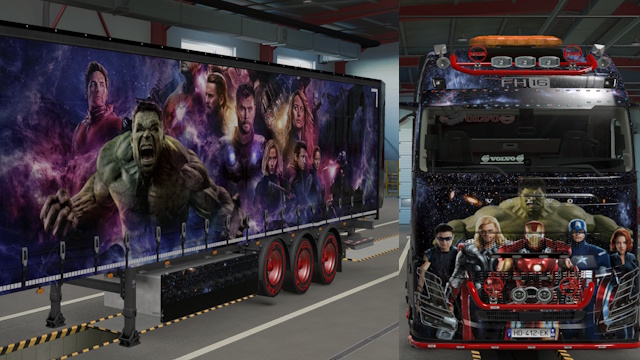 pack Avengers avec Volvo FH6 et sa remorque