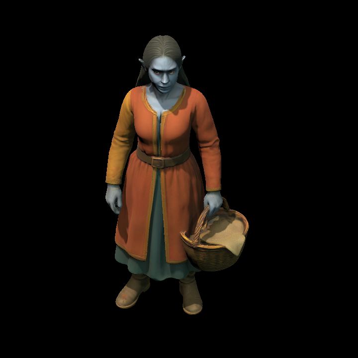 drow commoner with basket female