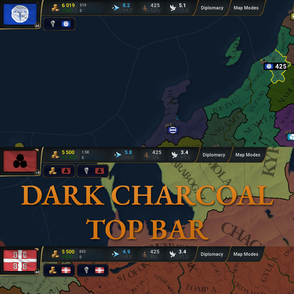Dark Charcoal Top Bar UI