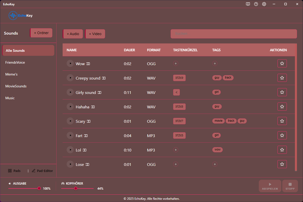 EchoKey Peach Glow — Soft Coral–Rose UI Theme