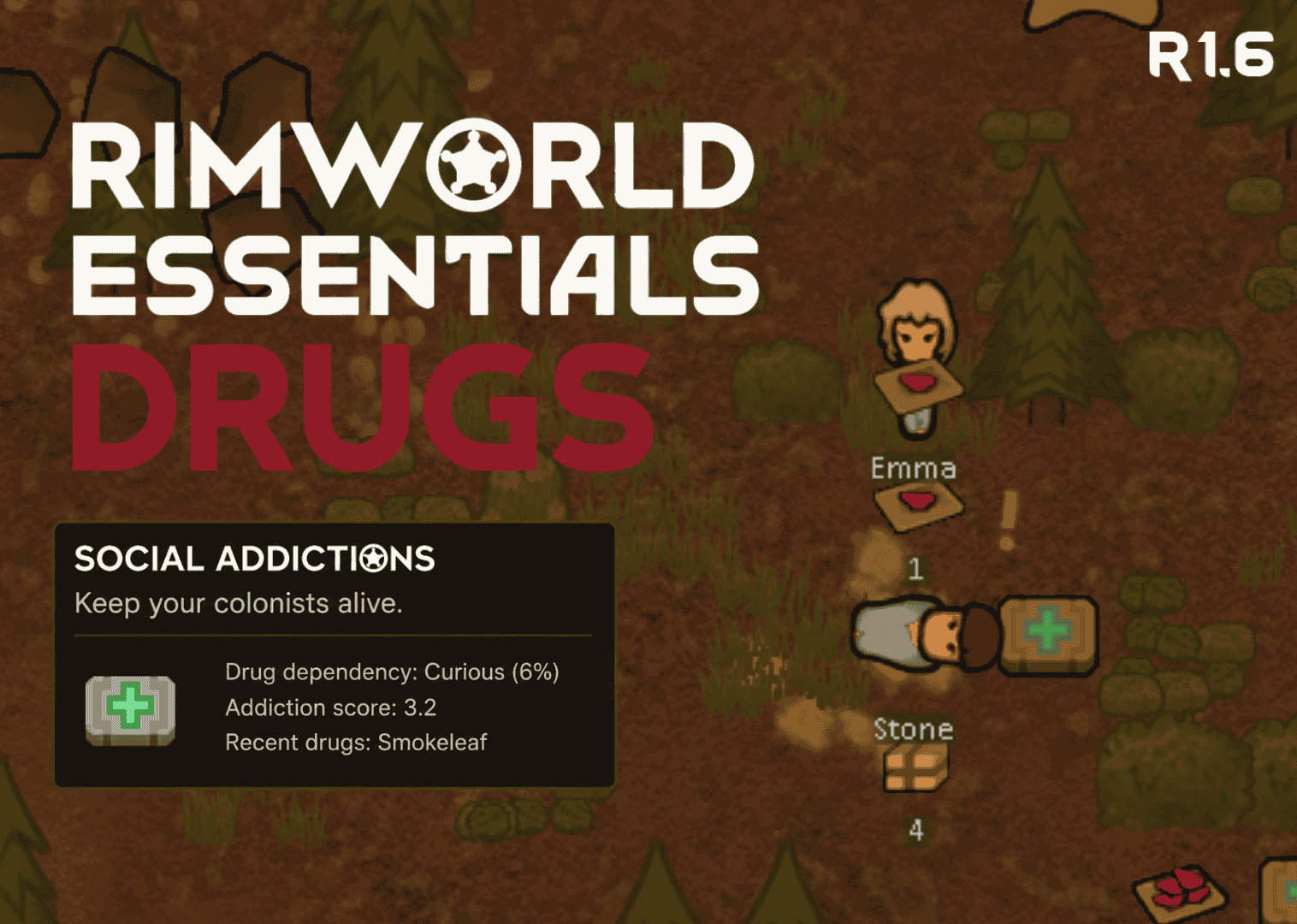 RimWorld Essentials: Drugs mod preview for RimWorld