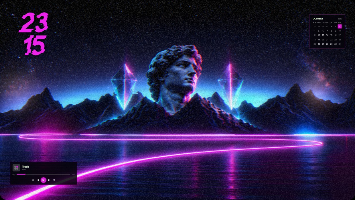Neon Statue with Glitch Effects